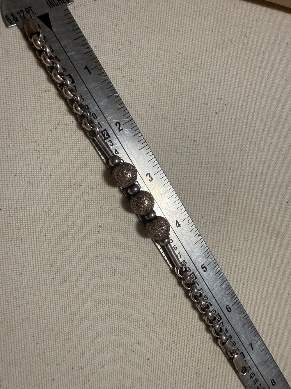 Sterling Silver 925 Textured Bead Bracelet 7’ inch - Picture 9 of 12